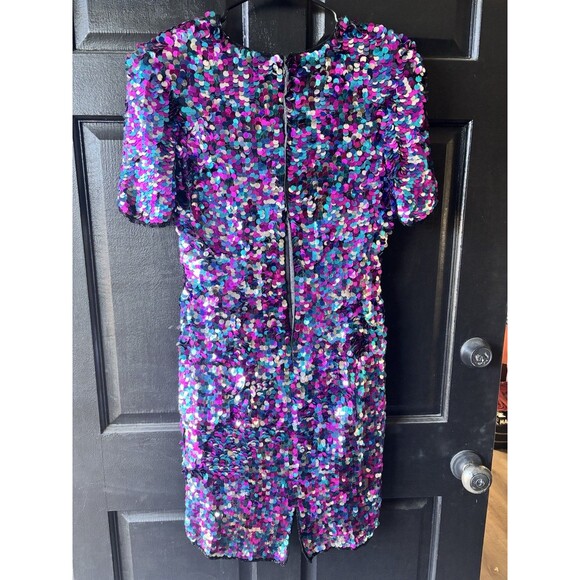 Vtg Silk Allover Paillette Cocktail Formal Sheath Mermaid Fairy New Years Party - Picture 5 of 12